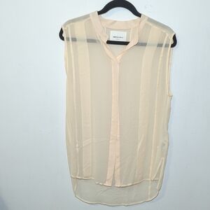 Paper Denim & Cloth 100% Silk Sheer Cream Sleeveless Blouse Women's Size S